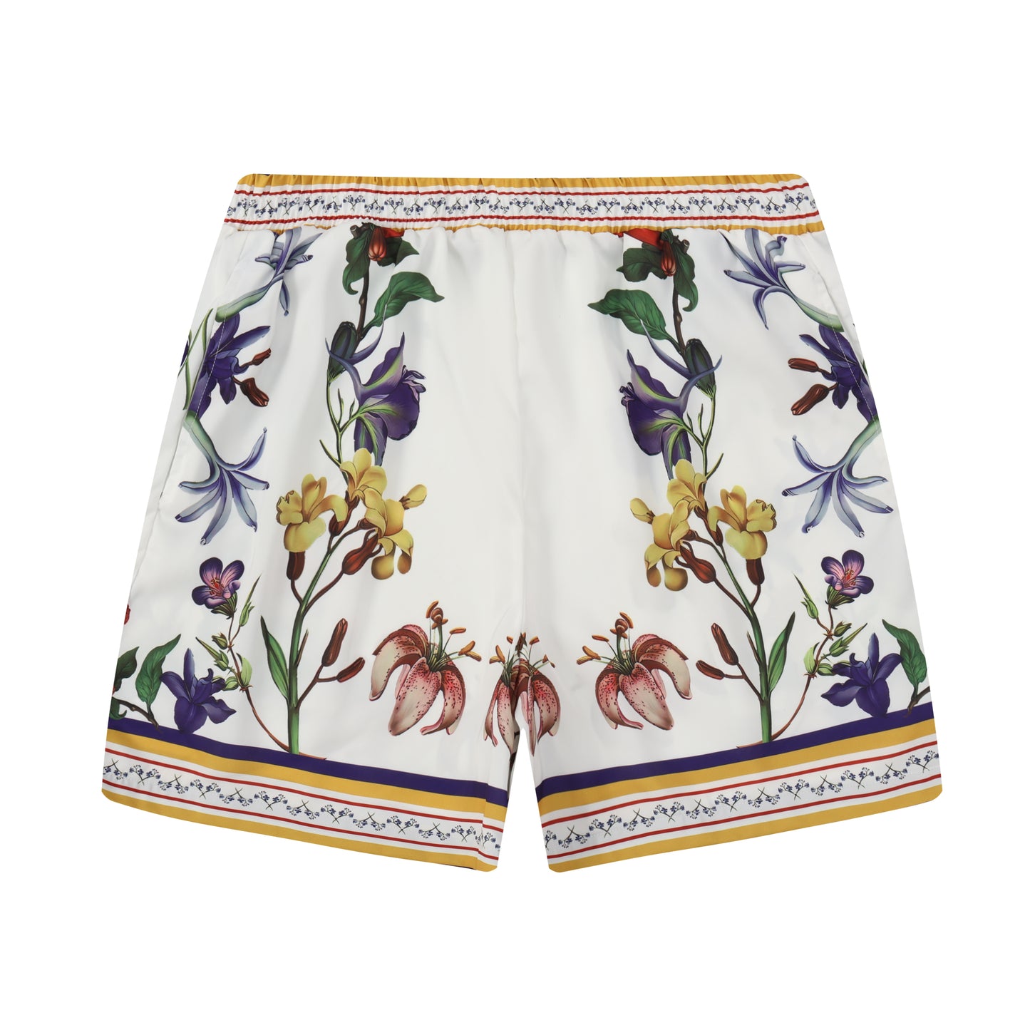 Floral Pattern Elastic Waistband Casual Shorts Jonvidesign