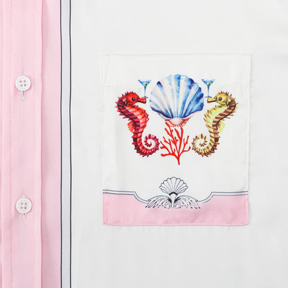Marine Seahorse Pattern Short Sleeve Button Shirt