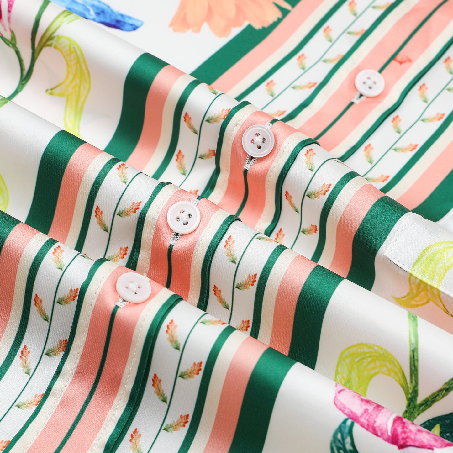 Green Floral Pattern Short Sleeve Casual Shirt for Men