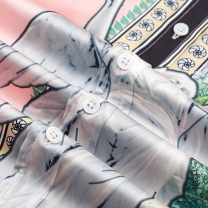 Goddess Statue Pattern Button Up Casual Shirt