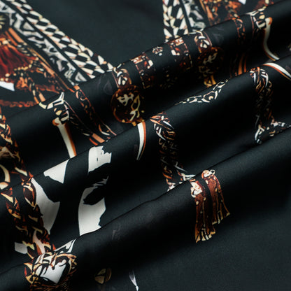 Chain Animal Printed Silk Fiber Short Sleeve Shirt
