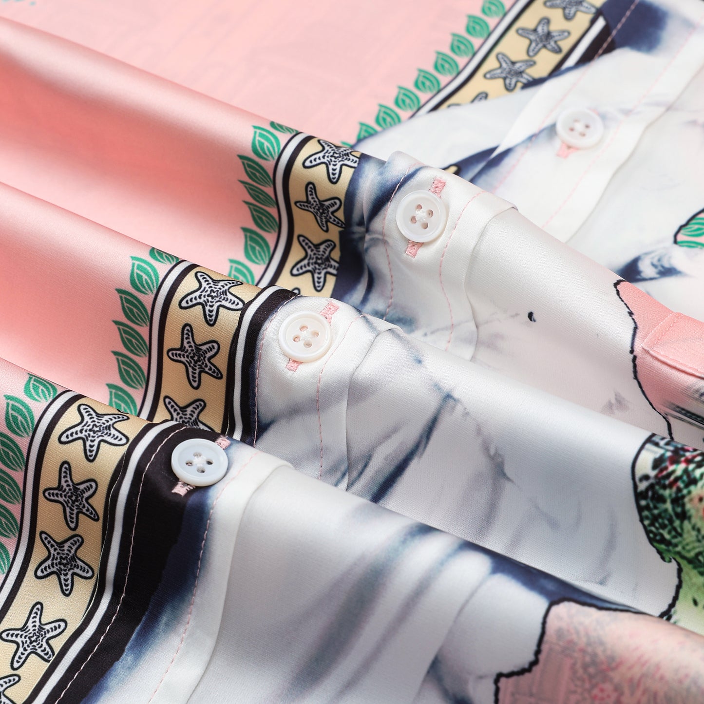 Pink Goddess Statue Pattern Button Up Casual Shirt
