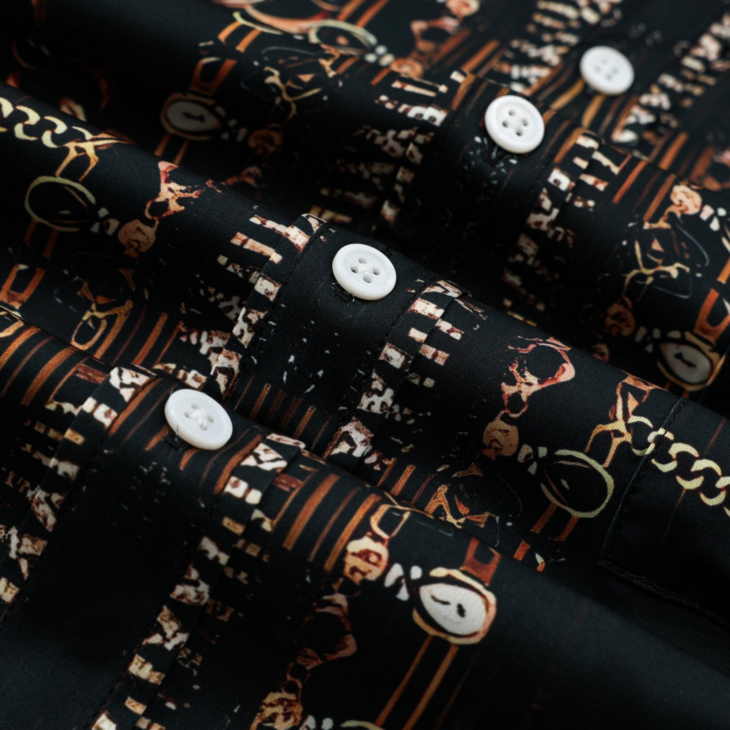 Rough Chain Design Silk Fiber Short Sleeve Shirt