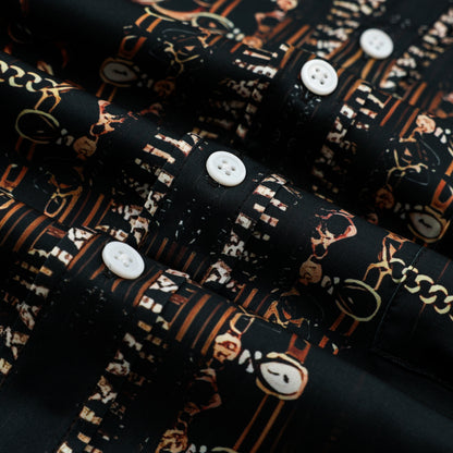 Rough Chain Design Silk Fiber Short Sleeve Shirt