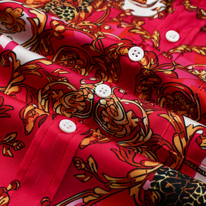 Wild Animal Design Silk Fiber Short Sleeve Shirt