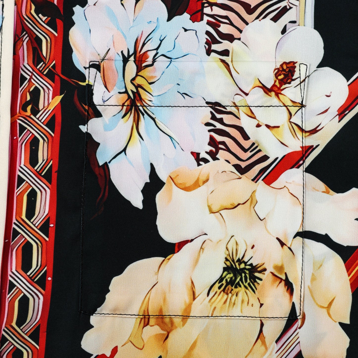 Luxury Flower Print Silk Fiber Short Sleeve Shirt