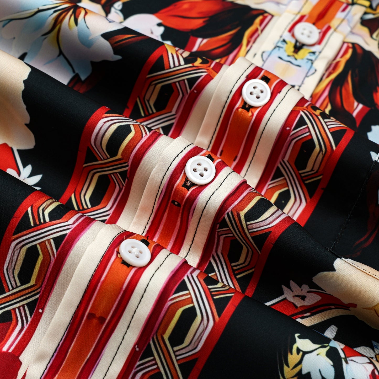 Luxury Flower Print Silk Fiber Short Sleeve Shirt