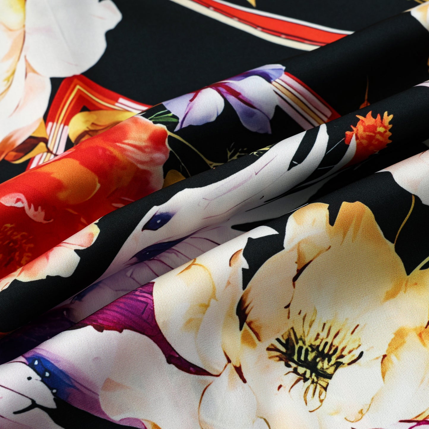 Luxury Flower Print Silk Fiber Short Sleeve Shirt