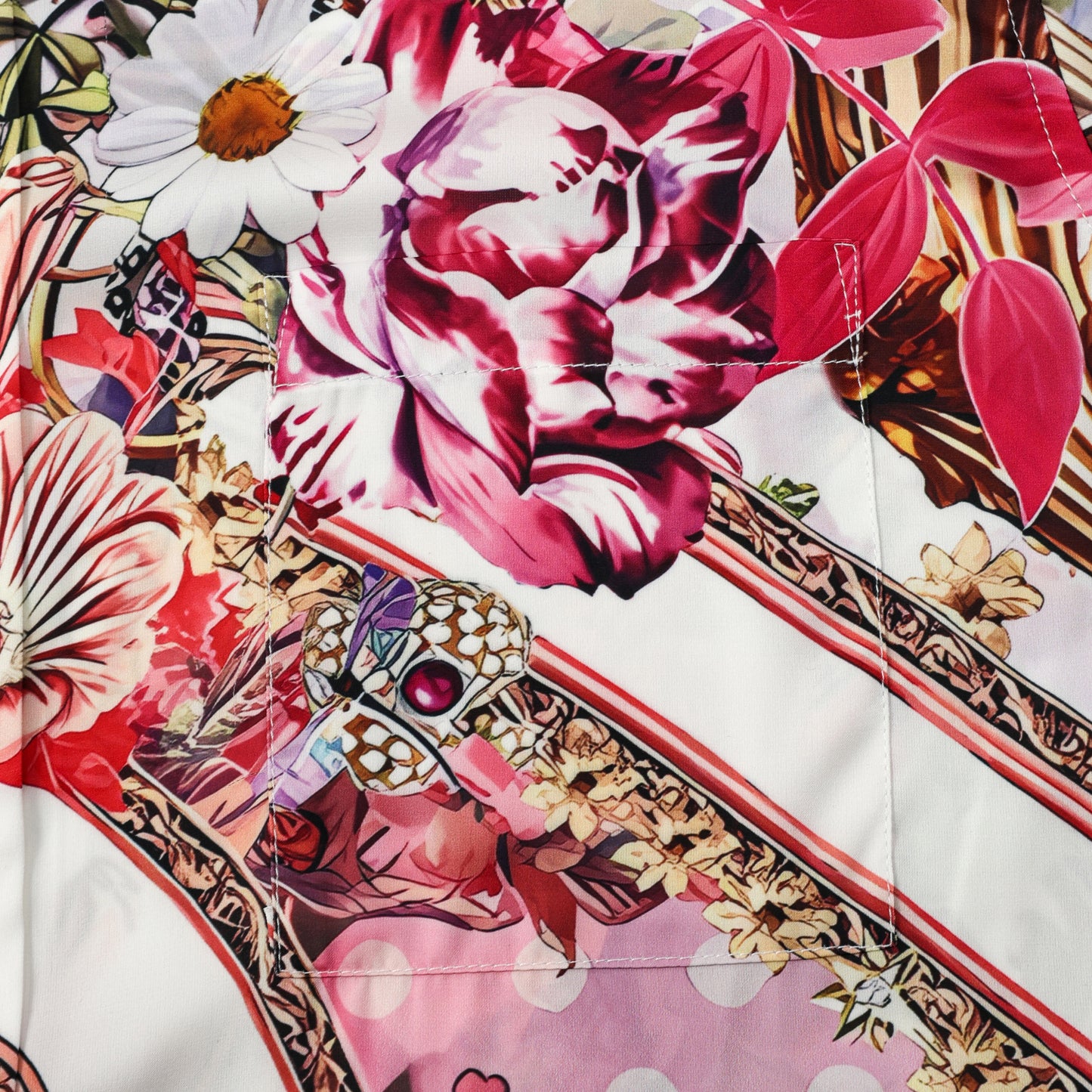 Floral Blossom Printed Silk Fiber Short Sleeve Casual Shirt