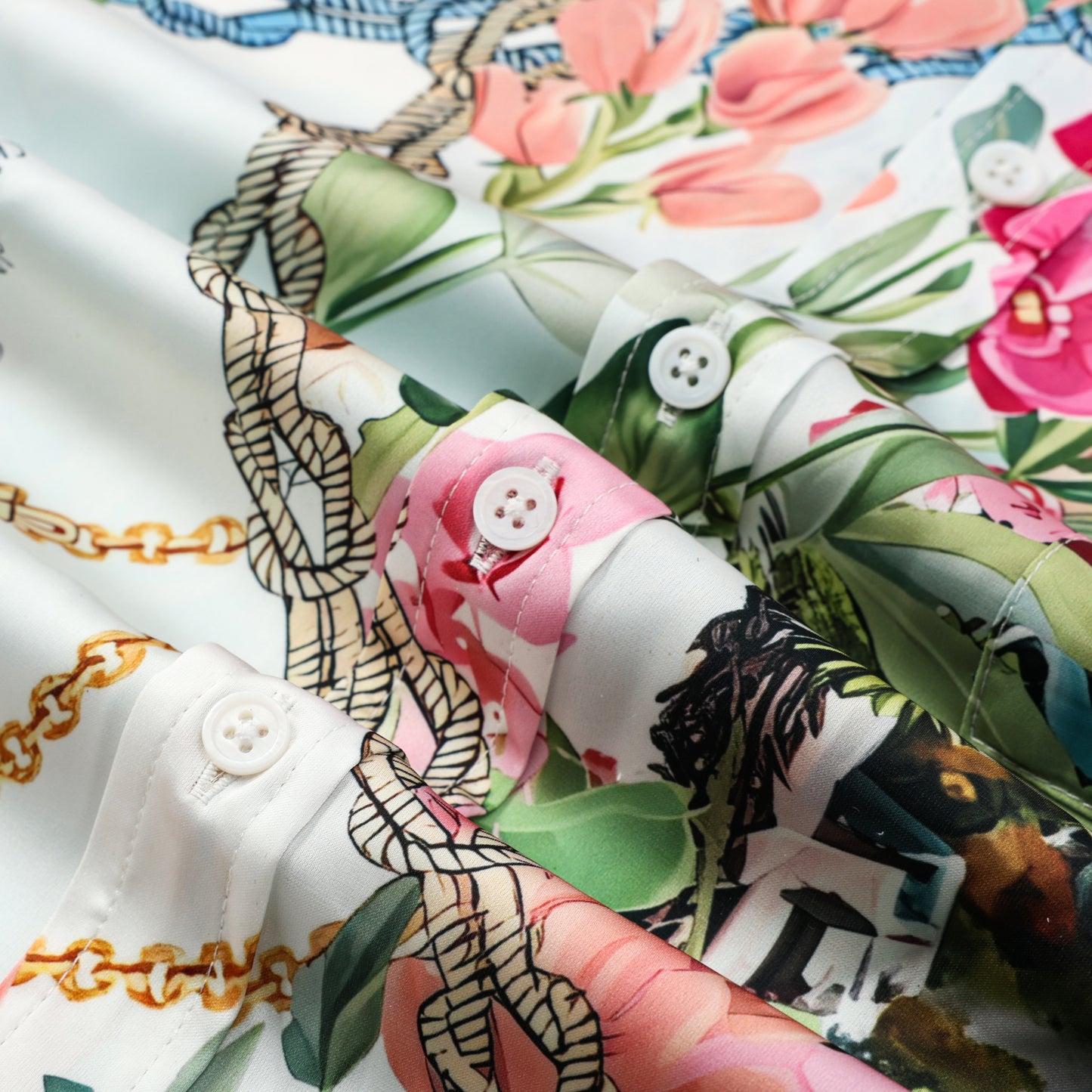 Vacance Summer Printed Silk Fiber Short Sleeve Shirt