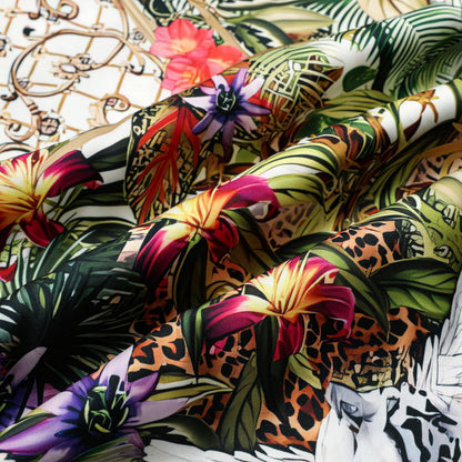 Gorgeous Floral Printed Silk Fiber Short Sleeve Shirt