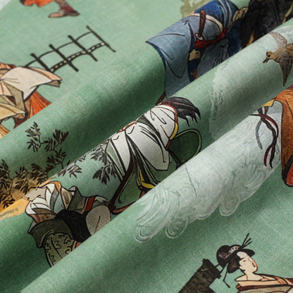 Ukiyo-e KABUKI Pattern Camp Collar Short Sleeve Shirt
