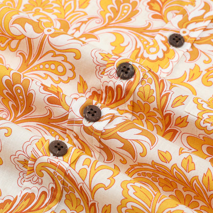 Yellow Floral Pattern Short Sleeve Sports Shirt