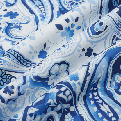 Blue Paisley Short Sleeve Sports Shirt Festival Wear