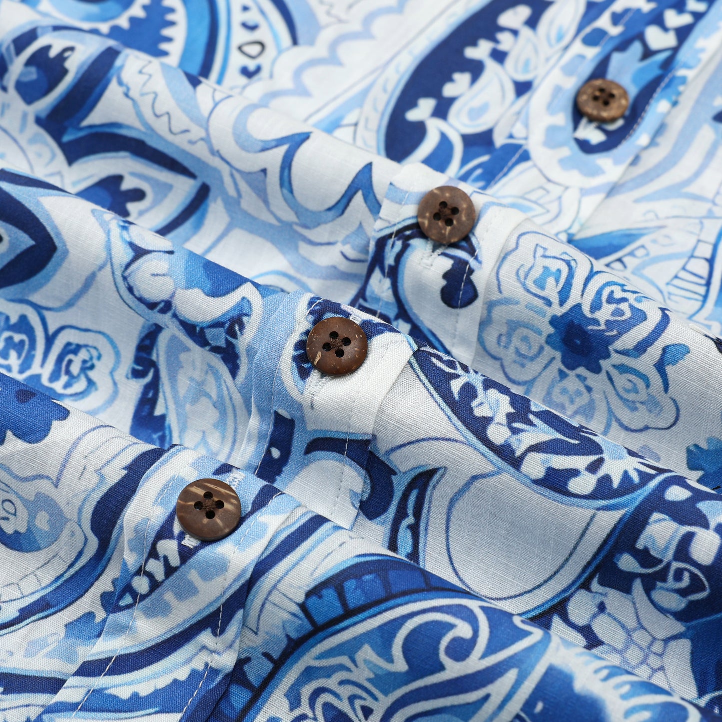 Blue Paisley Short Sleeve Sports Shirt Festival Wear