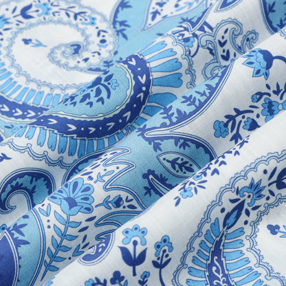 Blue Paisley Pattern Short Sleeve Sports Shirt Festival Wear