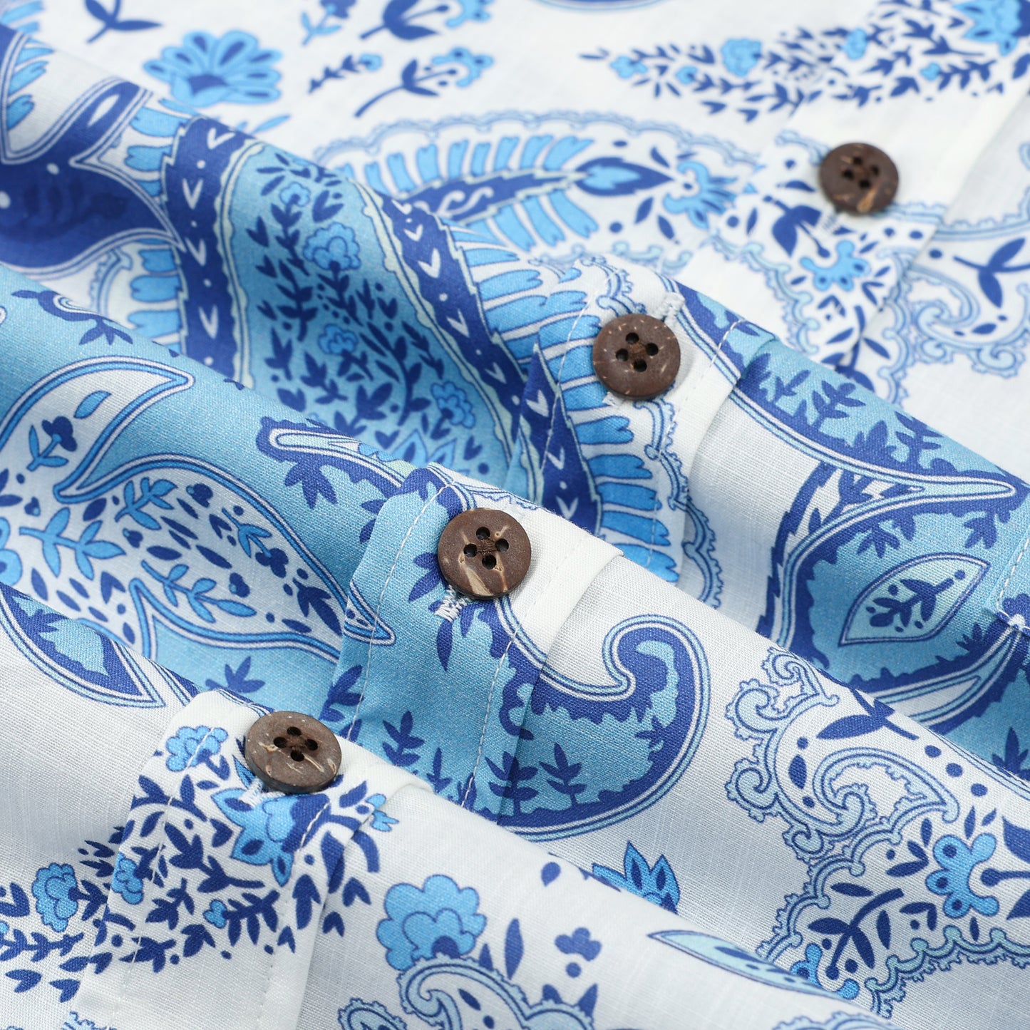 Blue Paisley Pattern Short Sleeve Sports Shirt Festival Wear