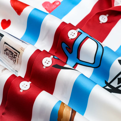 Paris Eiffel Tower Leisure Elements Camp Collar Short Sleeve Shirt