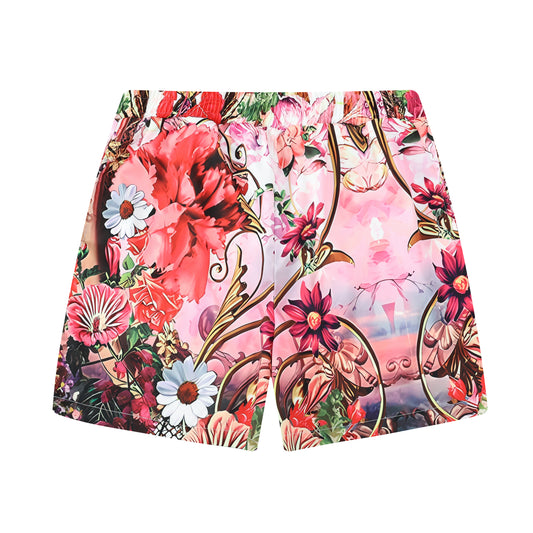Floral Blossom Pattern Printed Waistband Shorts