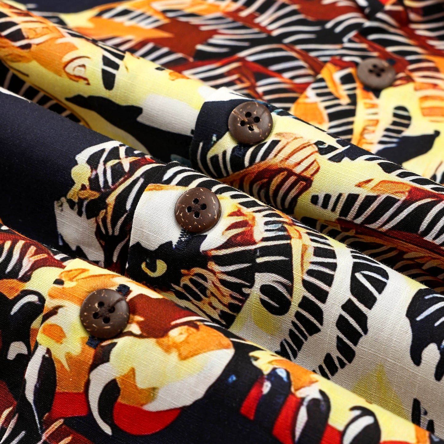 Roar Tiger Printed Camp Collar Short Sleeve Shirt