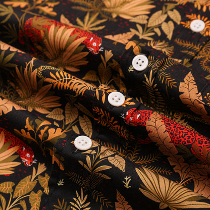 Maple Leaf Pattern Button Short Sleeve Shirt