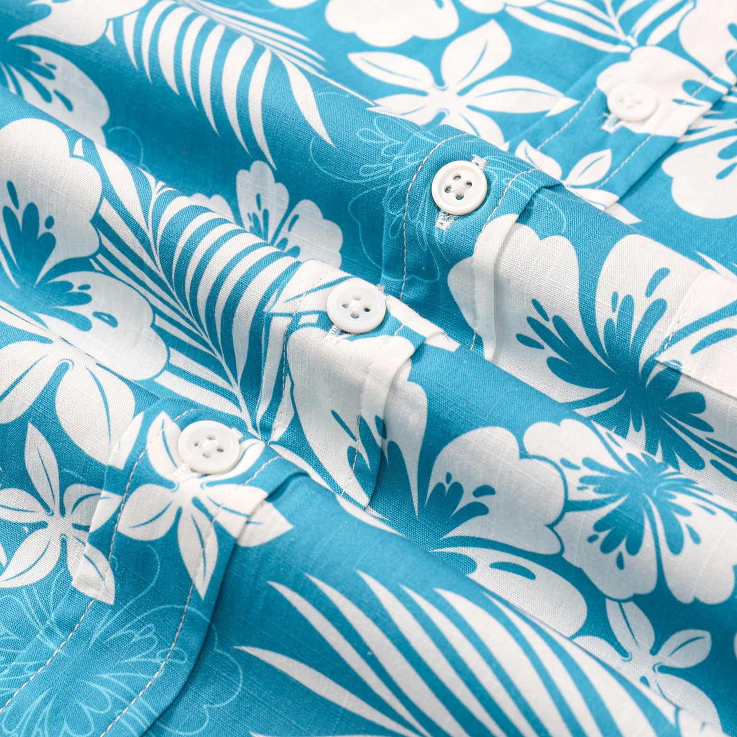 Blue Floral Pattern Short Sleeve Shirt