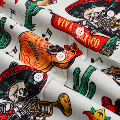 Chilli Pepper Pattern Button Short Sleeve Shirt