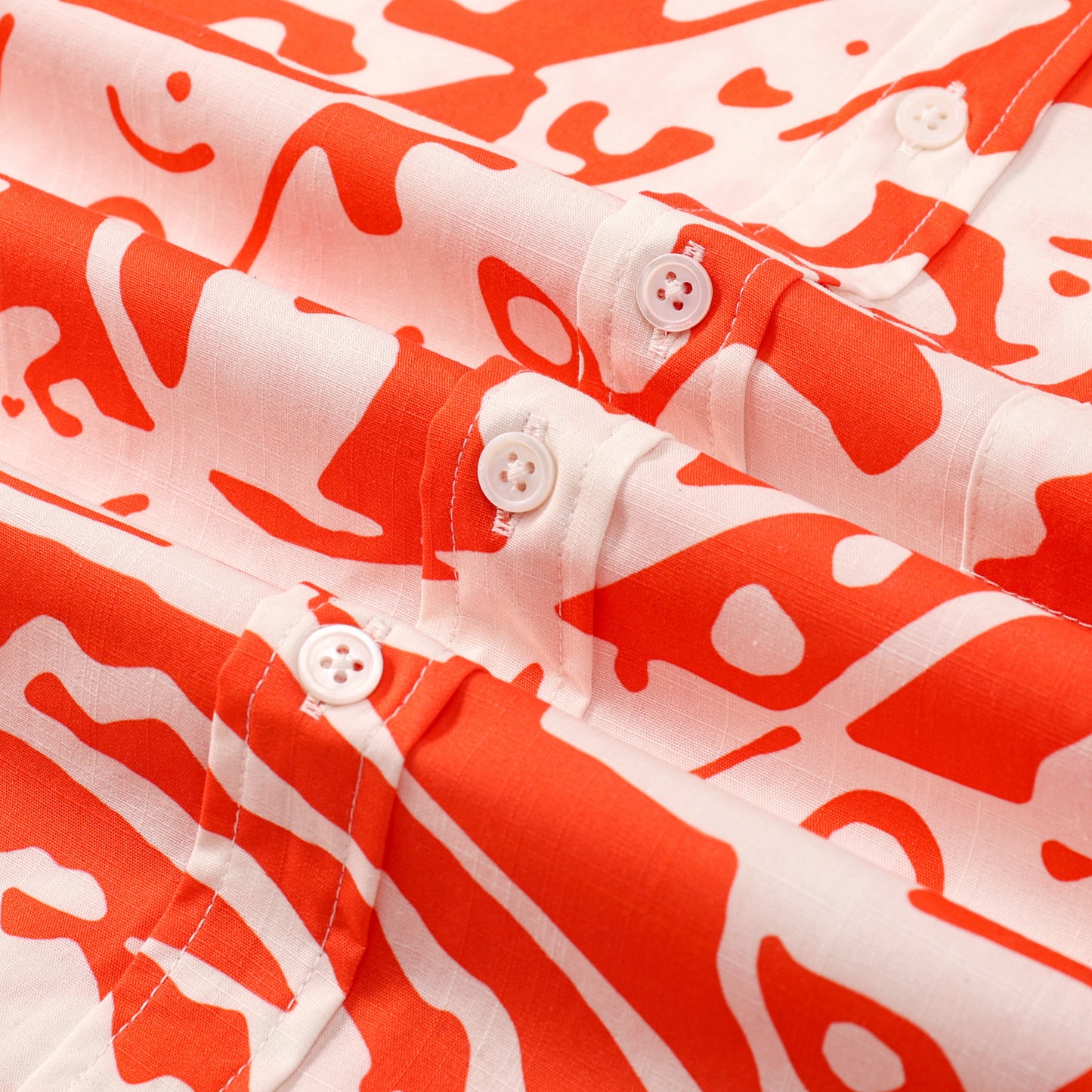 Hawaii Aloha Orange Button Short Sleeve Shirt