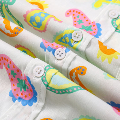 Colorful Paisley Pattern Button Short Sleeve Shirt