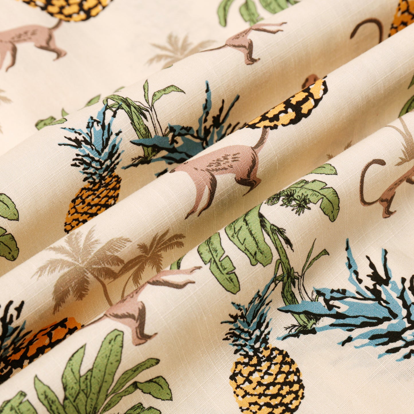 Monkey Pineapple Pattern Short Sleeve Shirt