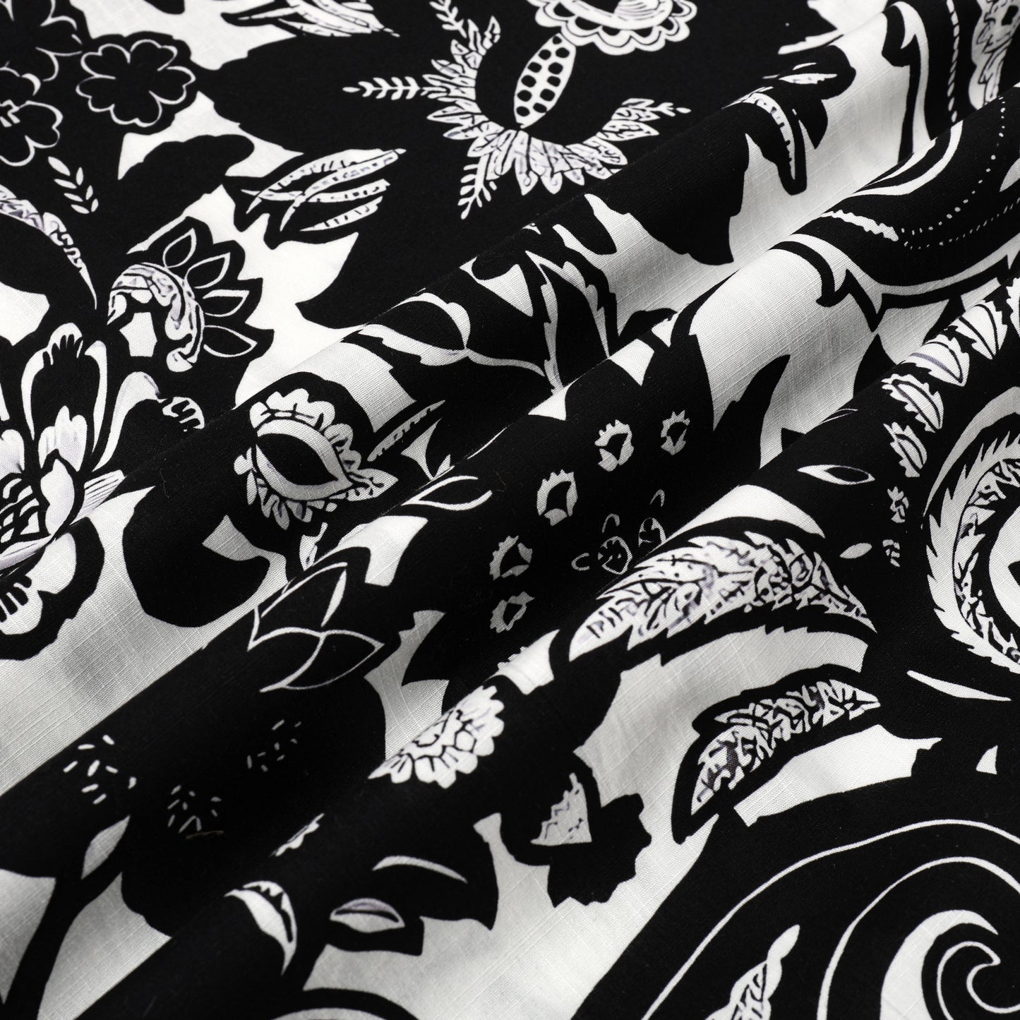 Black Flower Pattern Button Short Sleeve Shirt