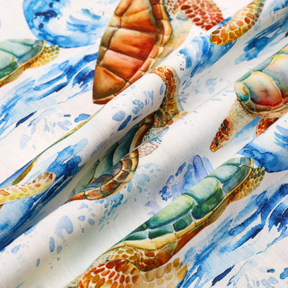 Wave Turtle Pattern Button Short Sleeve Shirt