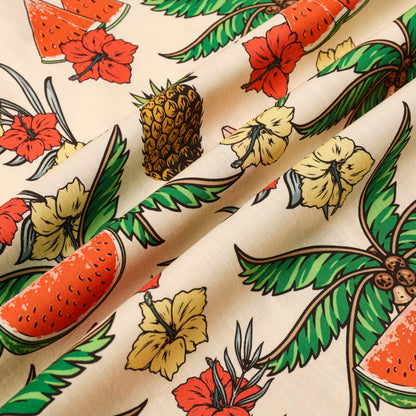 Watermelon Coconut Pattern Button Short Sleeve Shirt