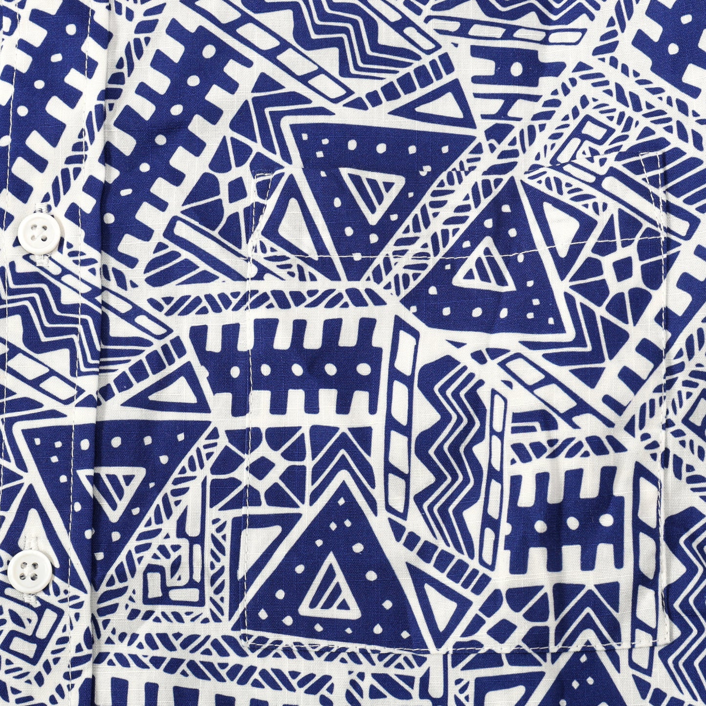 Blue Geometric Pattern Button Short Sleeve Shirt