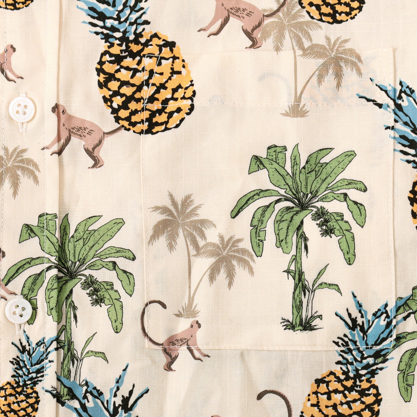 Monkey Pineapple Pattern Short Sleeve Shirt