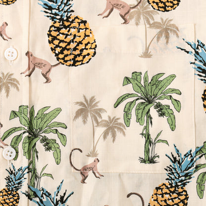 Monkey Pineapple Pattern Short Sleeve Shirt