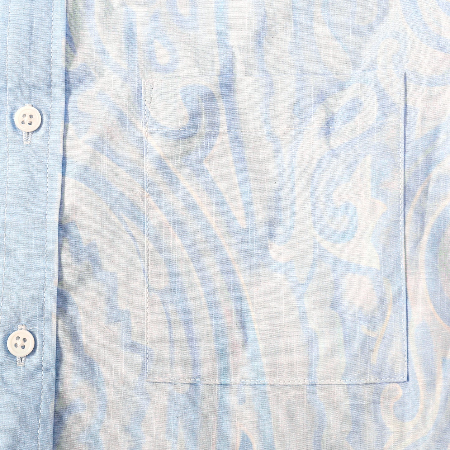 Blue Paisley Pattern Button Short Sleeve Shirt