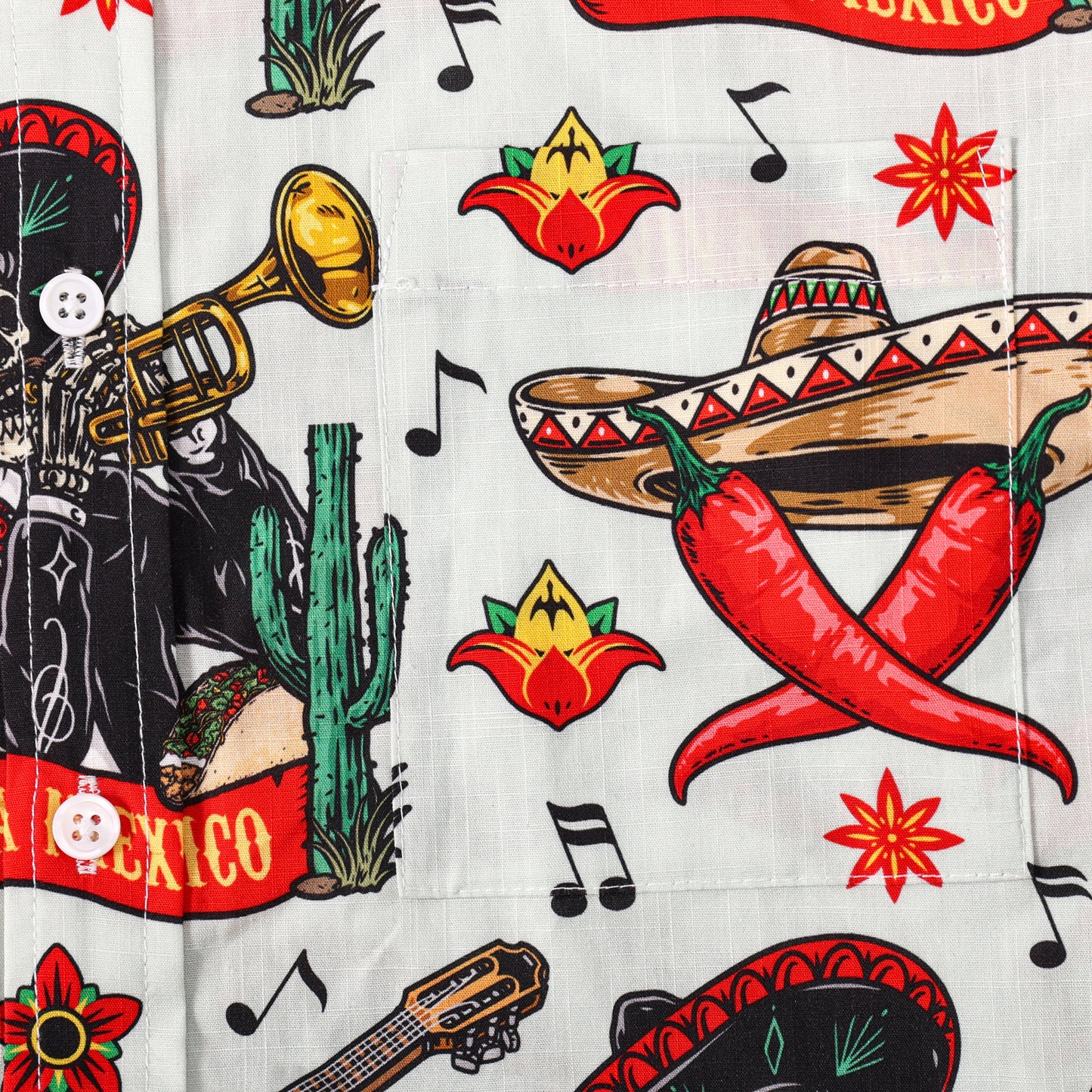 Chilli Pepper Pattern Button Short Sleeve Shirt