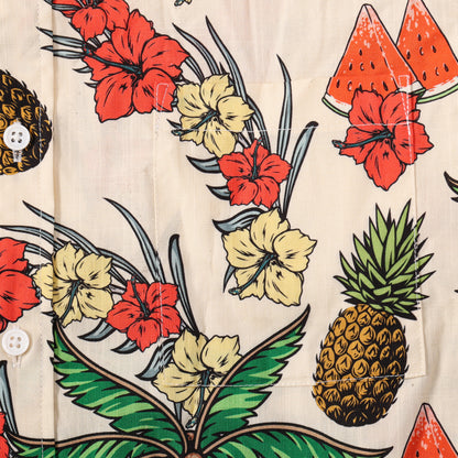 Watermelon Coconut Pattern Button Short Sleeve Shirt