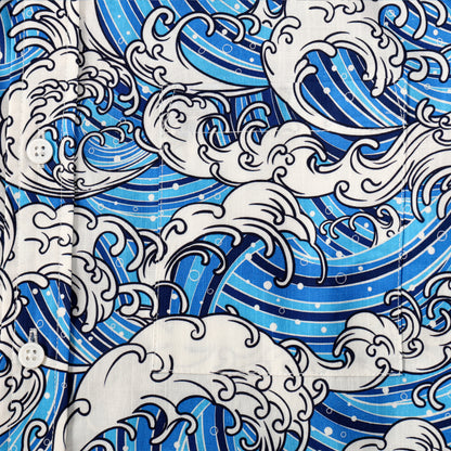 Cloud Wave Pattern Button Short Sleeve Shirt