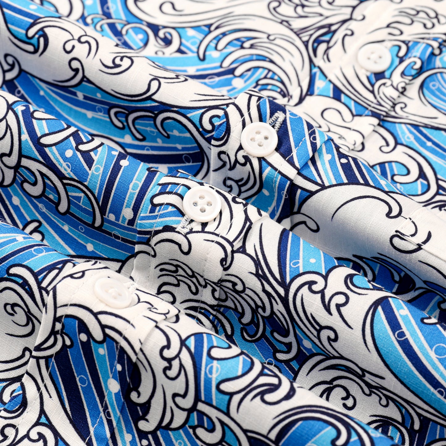 Cloud Wave Pattern Button Short Sleeve Shirt
