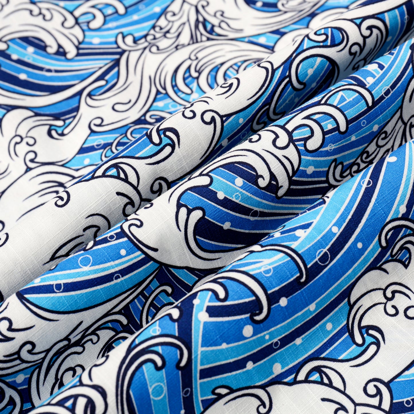 Cloud Wave Pattern Button Short Sleeve Shirt