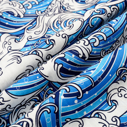 Cloud Wave Pattern Button Short Sleeve Shirt