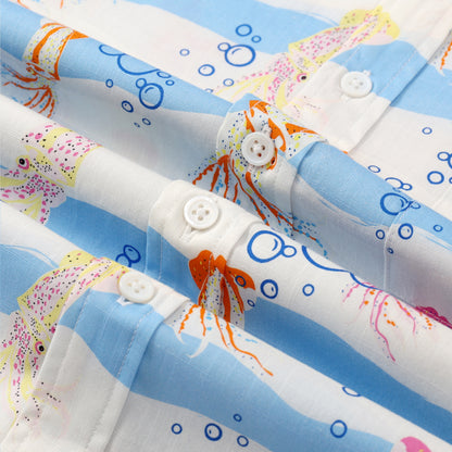 Squid Pattern Button Short Sleeve Shirt