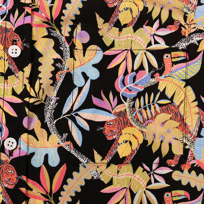 Animal Leaf Pattern Button Short Sleeve Shirt
