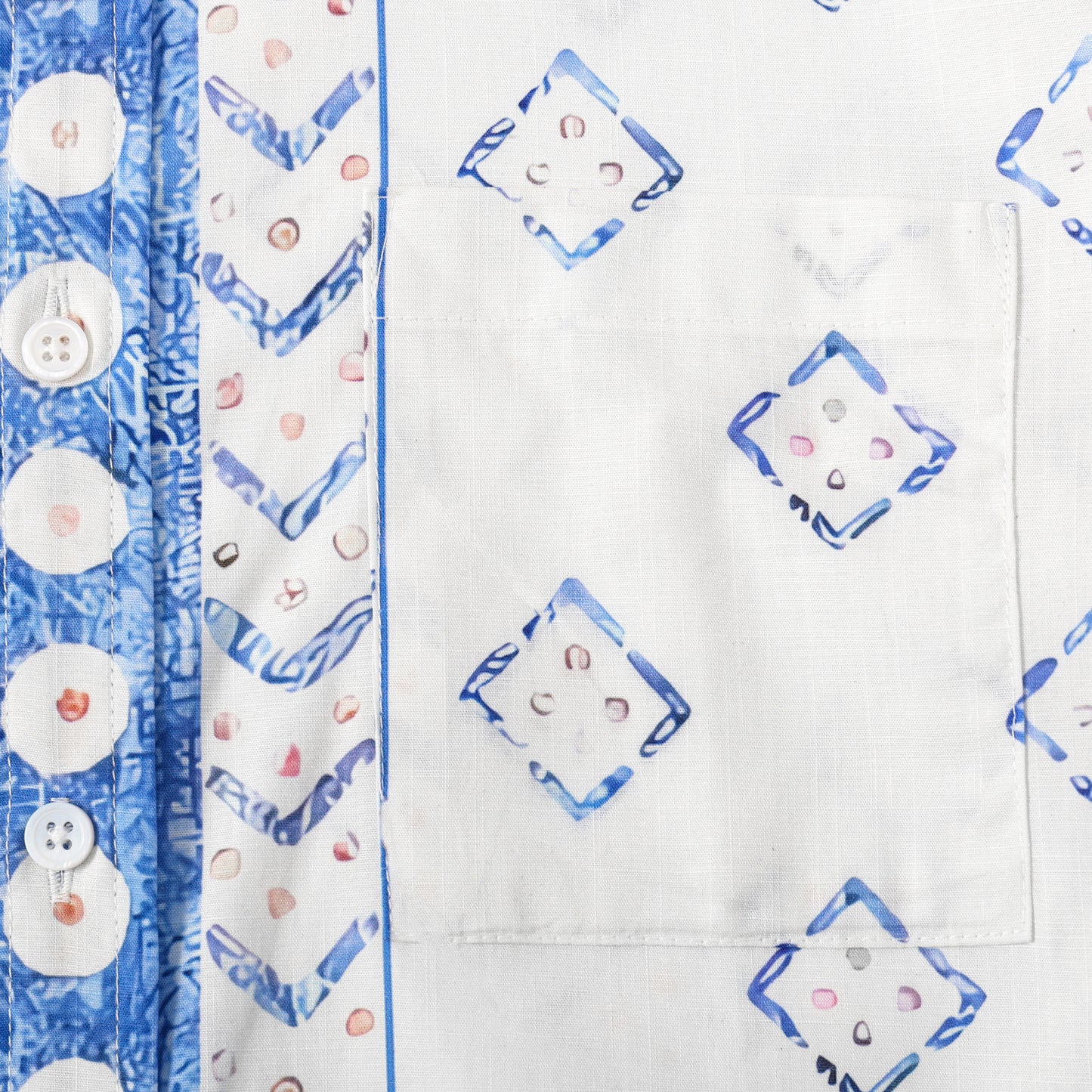 Square Pattern Button Short Sleeve Shirt