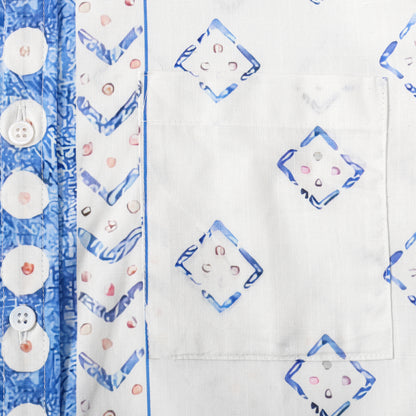 Square Pattern Button Short Sleeve Shirt