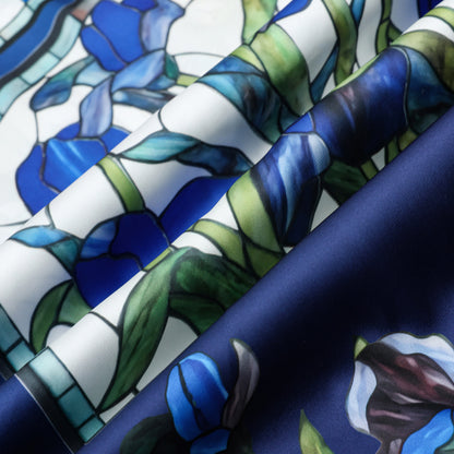 Blue Irises Floral Pattern Camp Collar Casual Shirt for Men