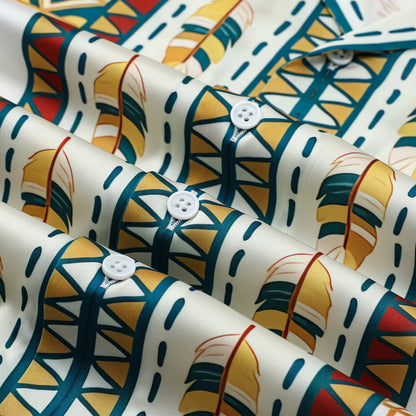 Egyptian Totem Pattern Camp Collar Casual Shirt for Men
