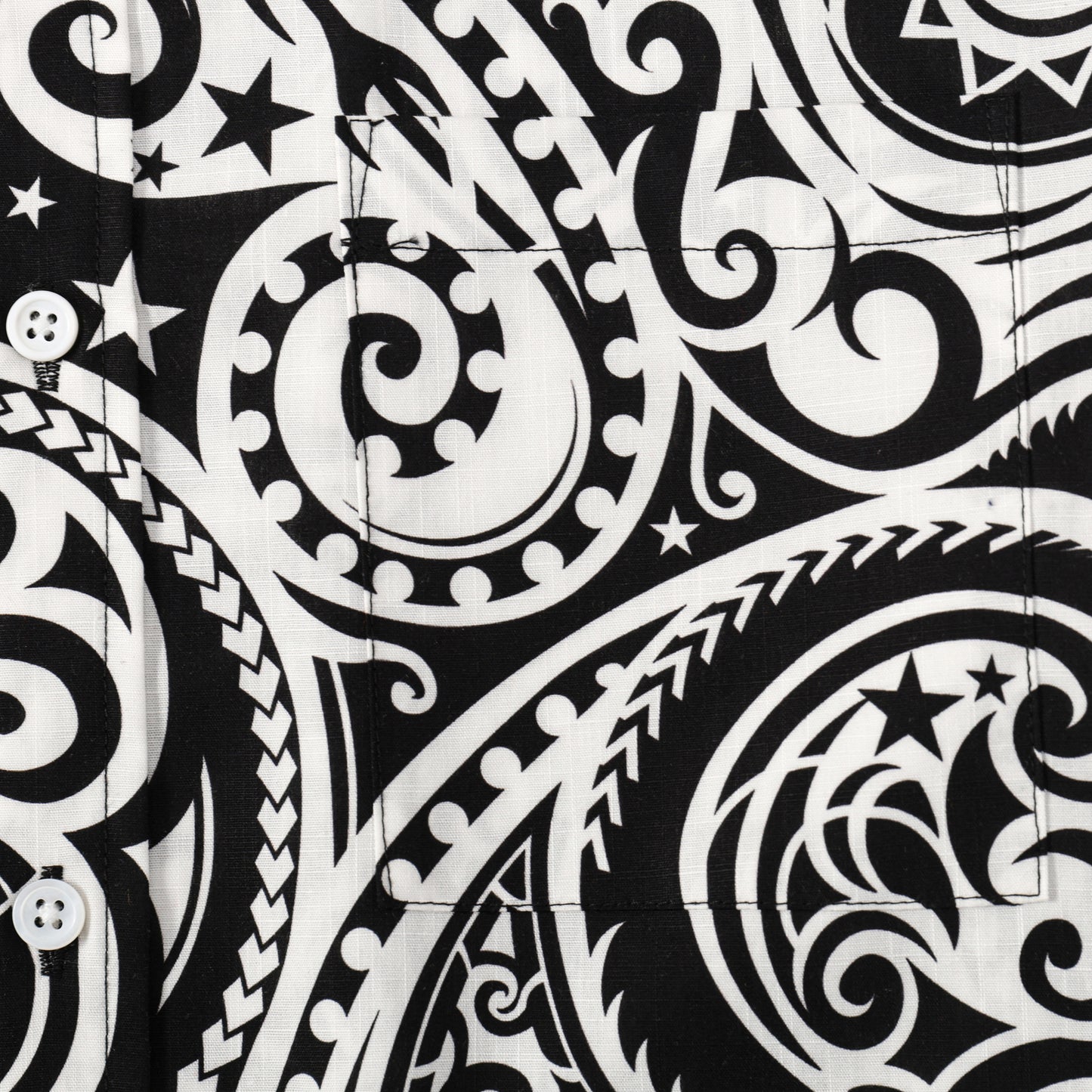 Black Paisley Pattern Button Short Sleeve Shirt